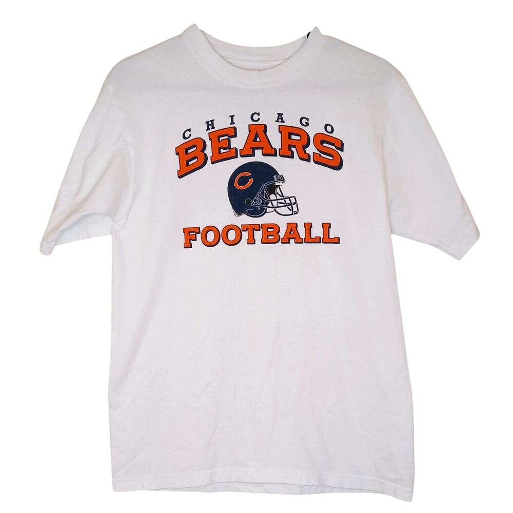 Reebok Men's S Chicago Bears Fan T-Shirt Short Sleeve‎ White Graphic Logo Cotton